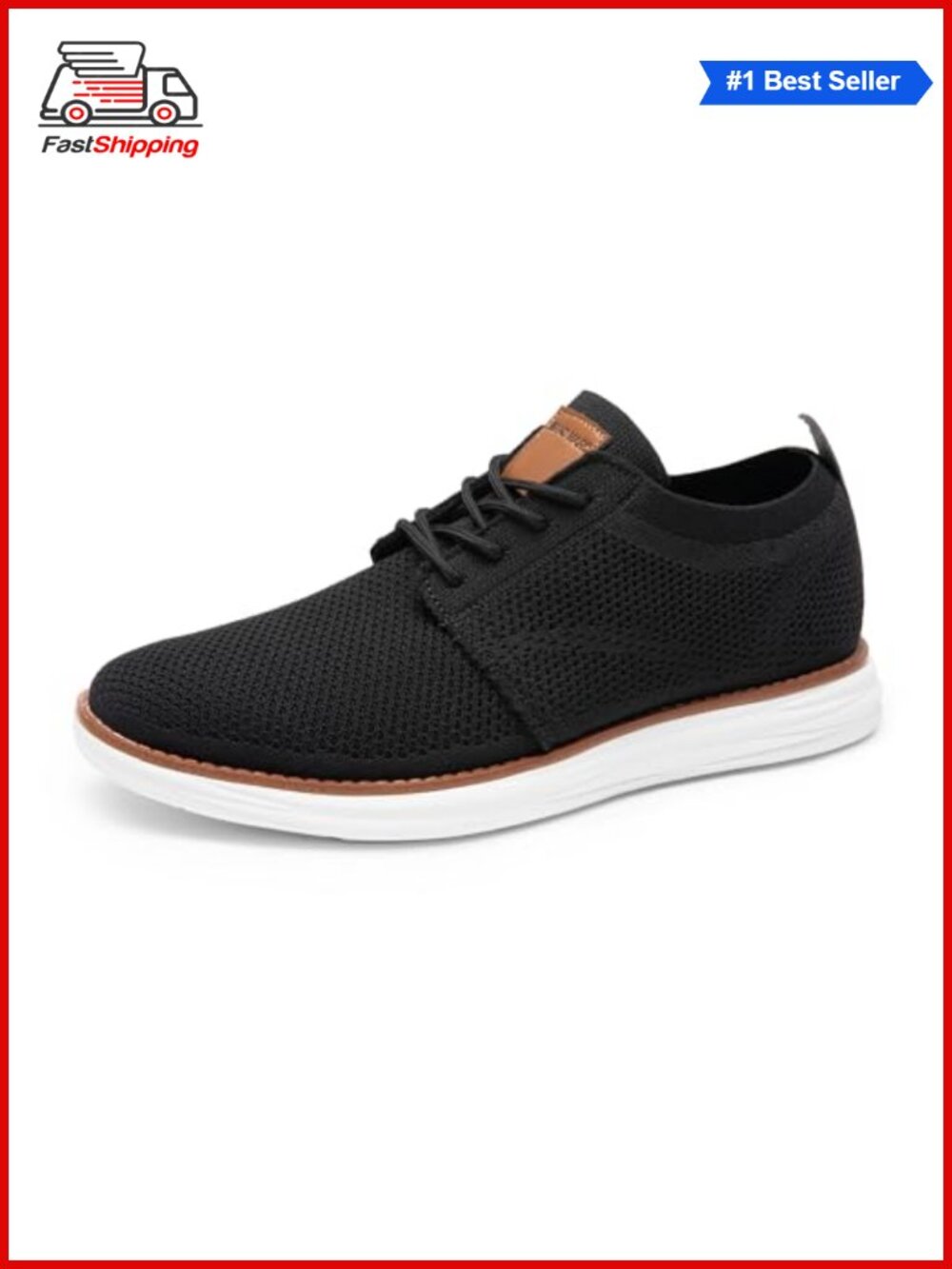 ✨ Bruno Marc Men's KnitFlex Breeze Knit Faux Leather Dress Sneakers Business